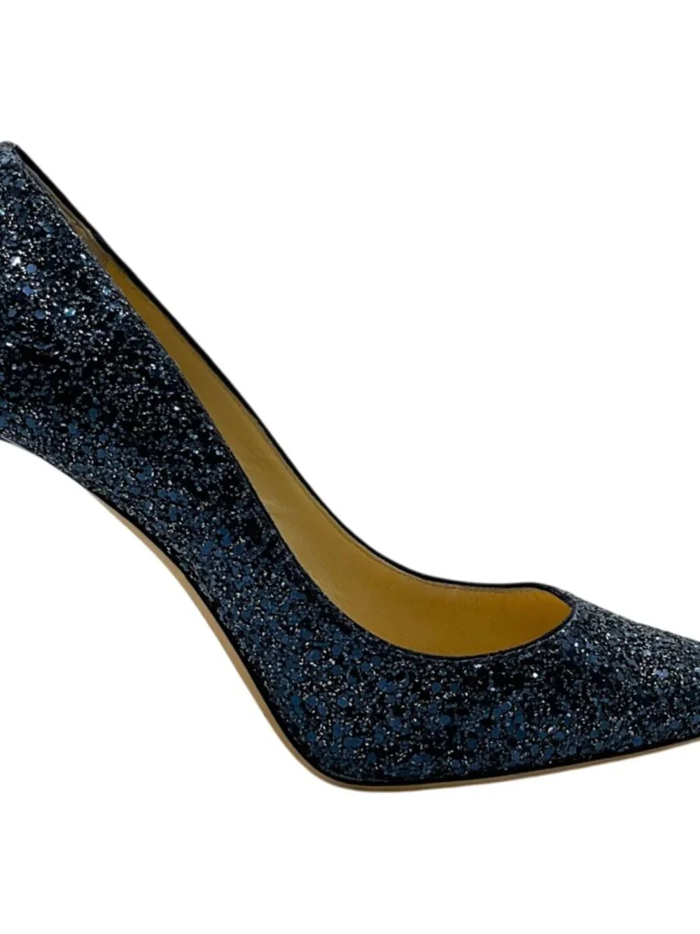 Jimmy Choo Navy Blue Glitter Pumps